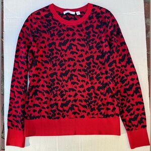 BOSS by Hugo Boss leopard print red and navy sweater. Absolutely Stunning Size L